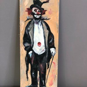 Vintage Clown oil painting on canvas panel board